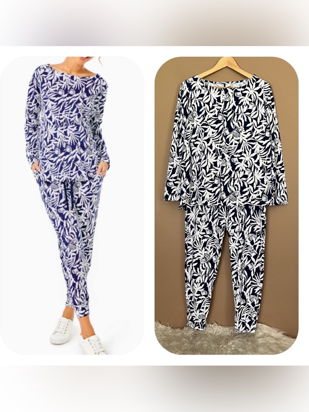 {Lilly Pulitzer} Karessa Top & Lillabeth Jogger Pant Set in Low Tide Navy Small